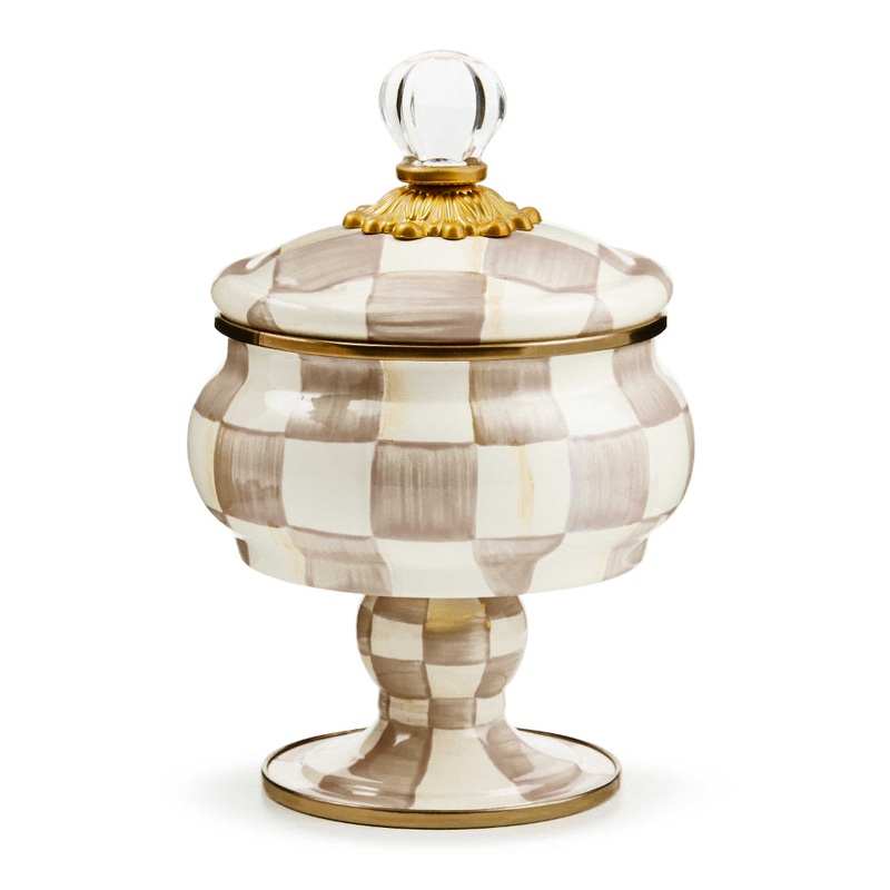 Mackenzie-Childs Mocha Check Curiosity Pot