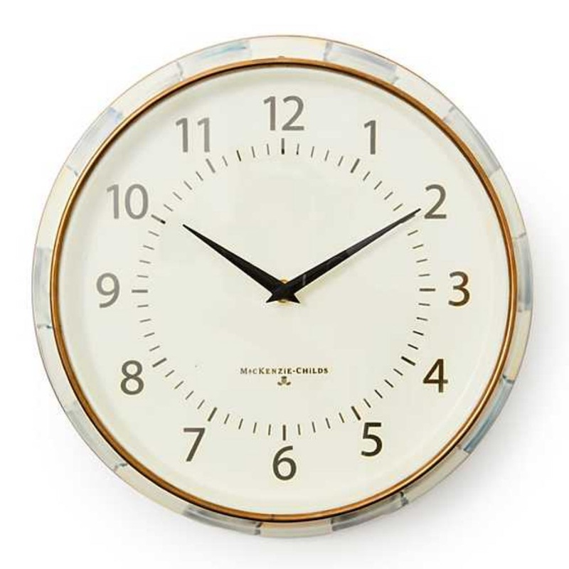 MacKenzie-Childs Sterling Check School Wall Clock