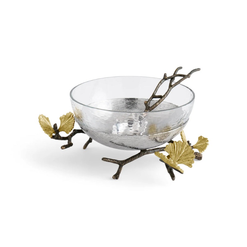 Michael Aram Butterfly Ginkgo Glass Nut Dish With Spoon