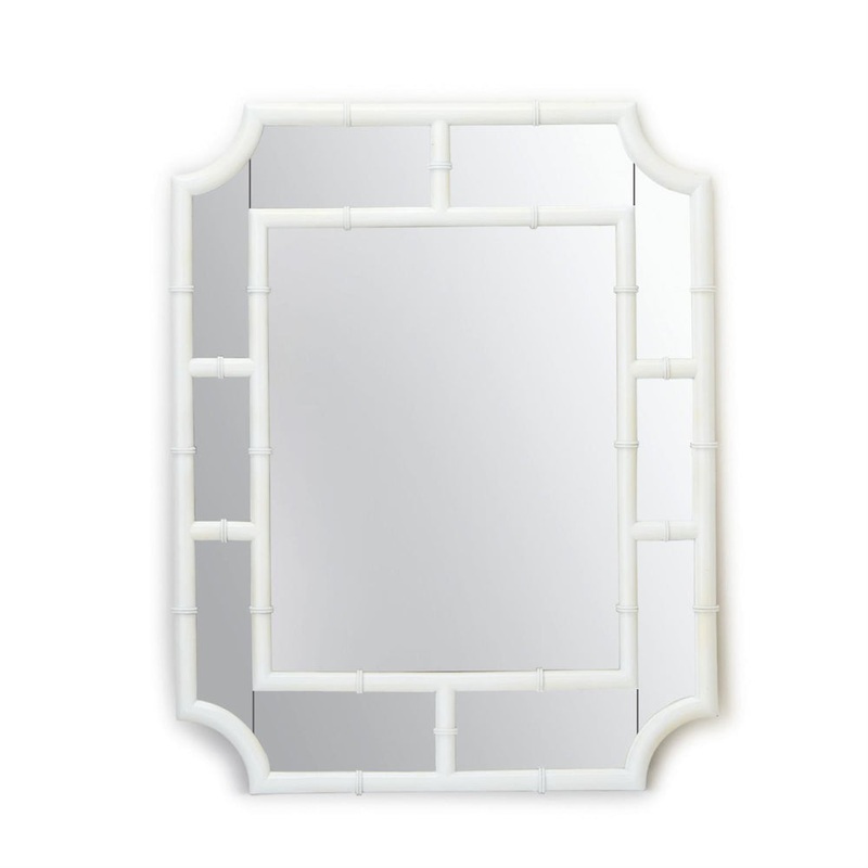 White Faux Bamboo Mirror **IN STORE PICKUP ONLY**