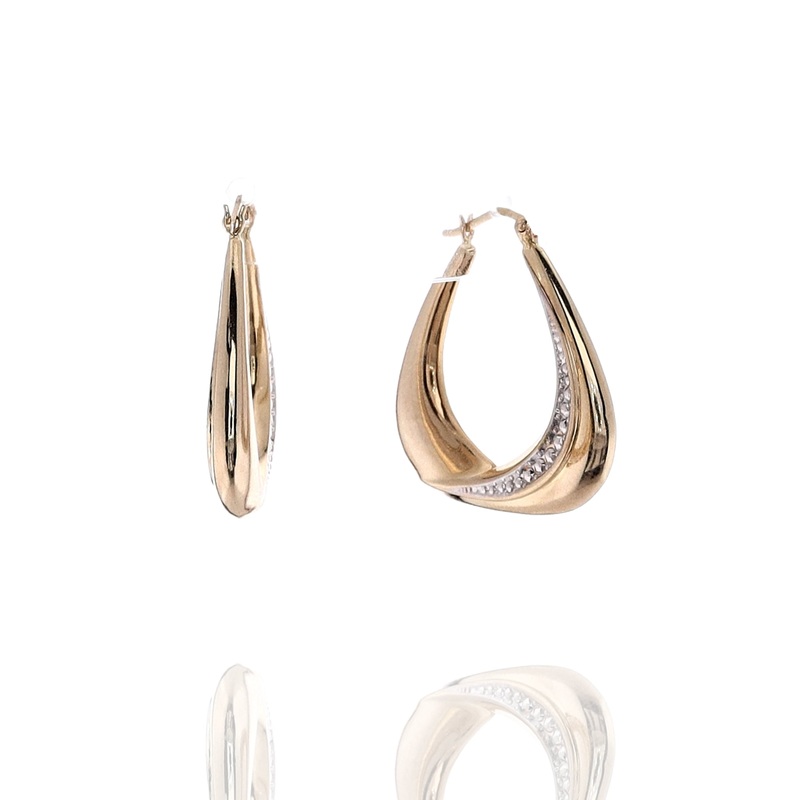 Estate 14k Two-Tone Triangular Design Beading Accent Earrings