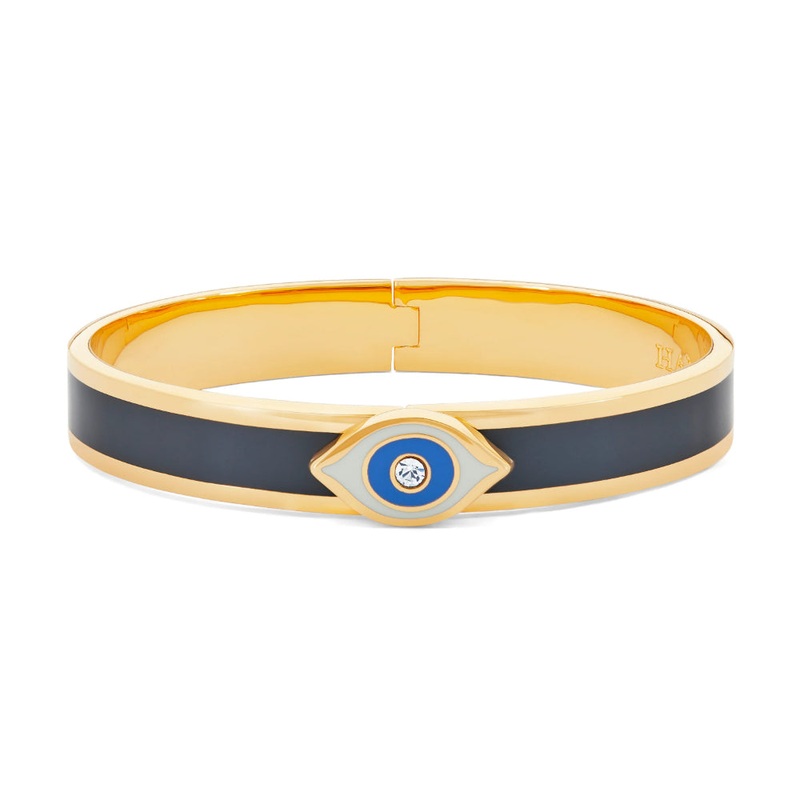 Halcyon Days Evil Eye Sparkle Button Midnight & Gold Bangle