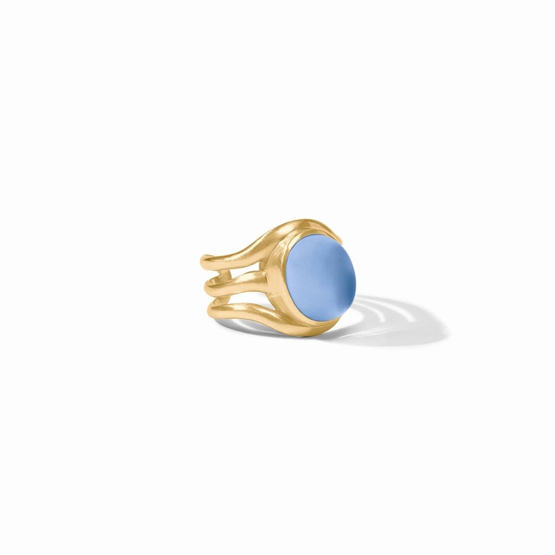 Julie Vos Wave Stone Ring - Iridescent Chalcedony Blue