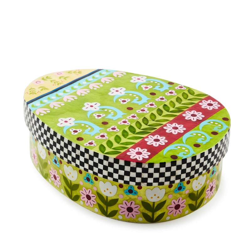 MacKenzie-Childs Calico Large Lidded Egg Box