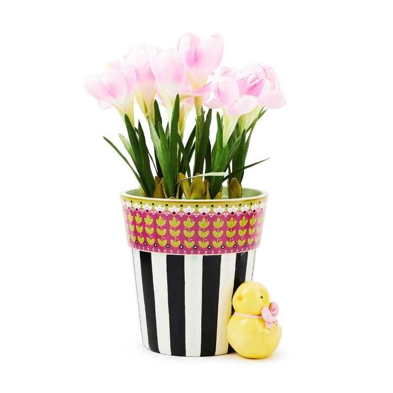 MacKenzie-Childs Calico Potted Crocus With Chick