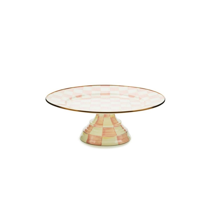 Mackenzie-Childs Rosy Check Large Pedestal Platter