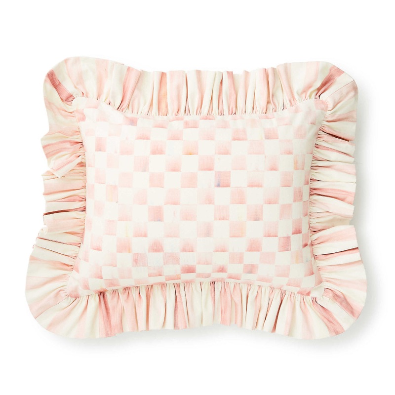 Mackenzie-Childs Rosy Check Ruffle Lumbar Throw Pillow
