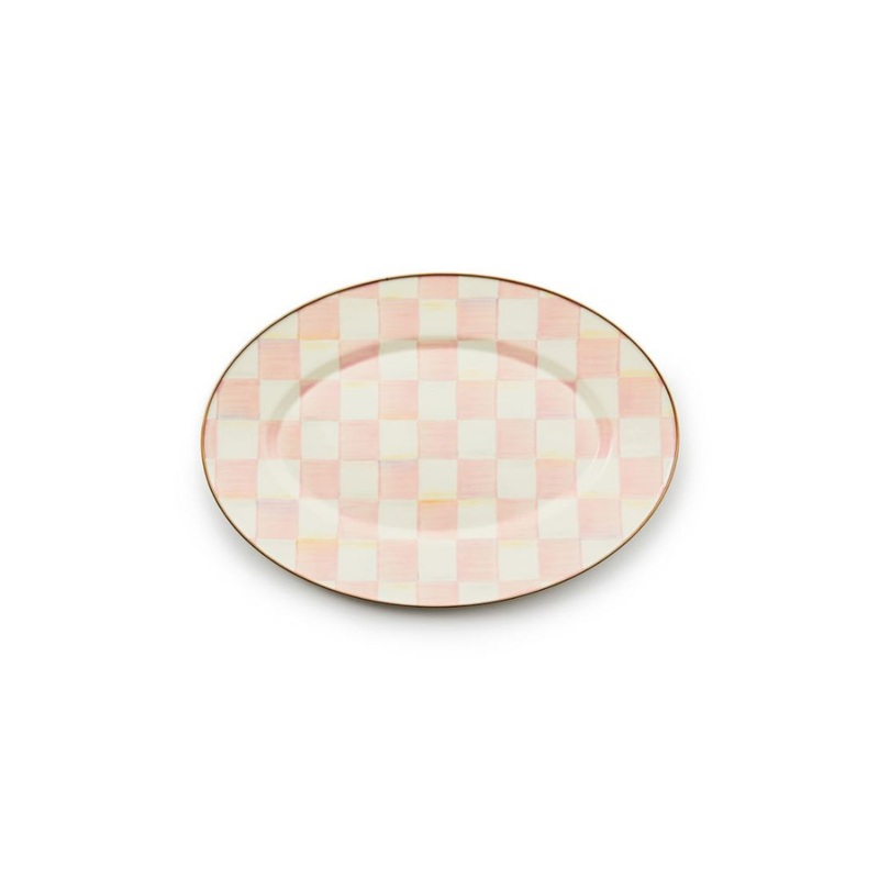 Mackenzie-Childs Rosy Check Small Oval Platter