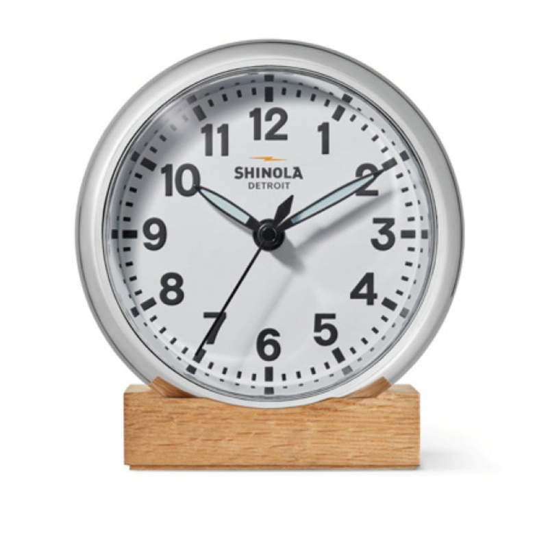 Shinola Runwell Chrome Case Desk Clock