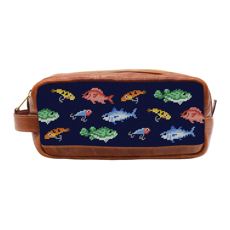 Smathers & Branson Fish and Tackle Pattern Toiletry Bag (Dark Navy)