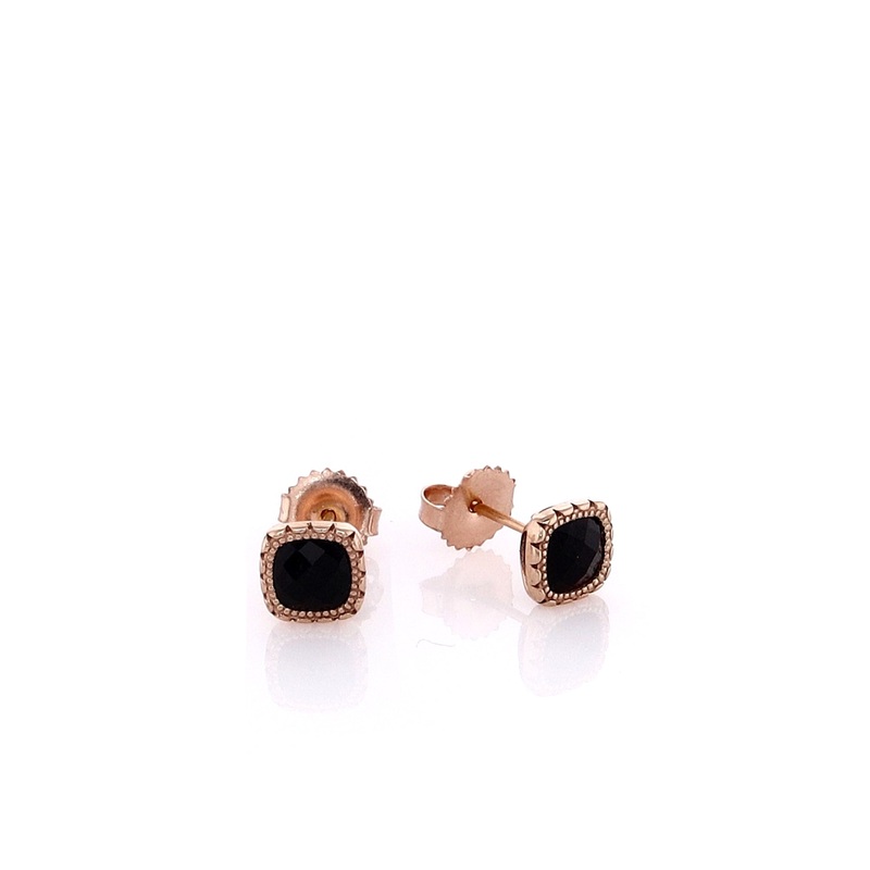 Tacori 14k Rose Gold Cushion Cut Black Onyx Stud Earring