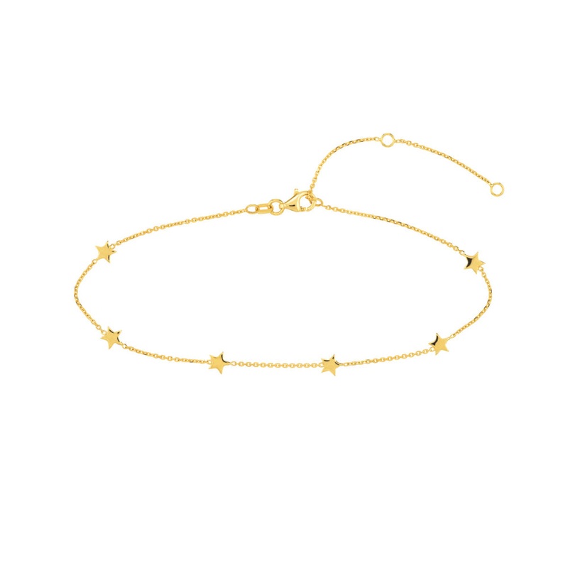 14k Gold Mini Star Adjustable Anklet