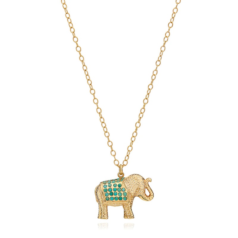 Anna Beck Turquoise Pav Elephant Charm Necklace
