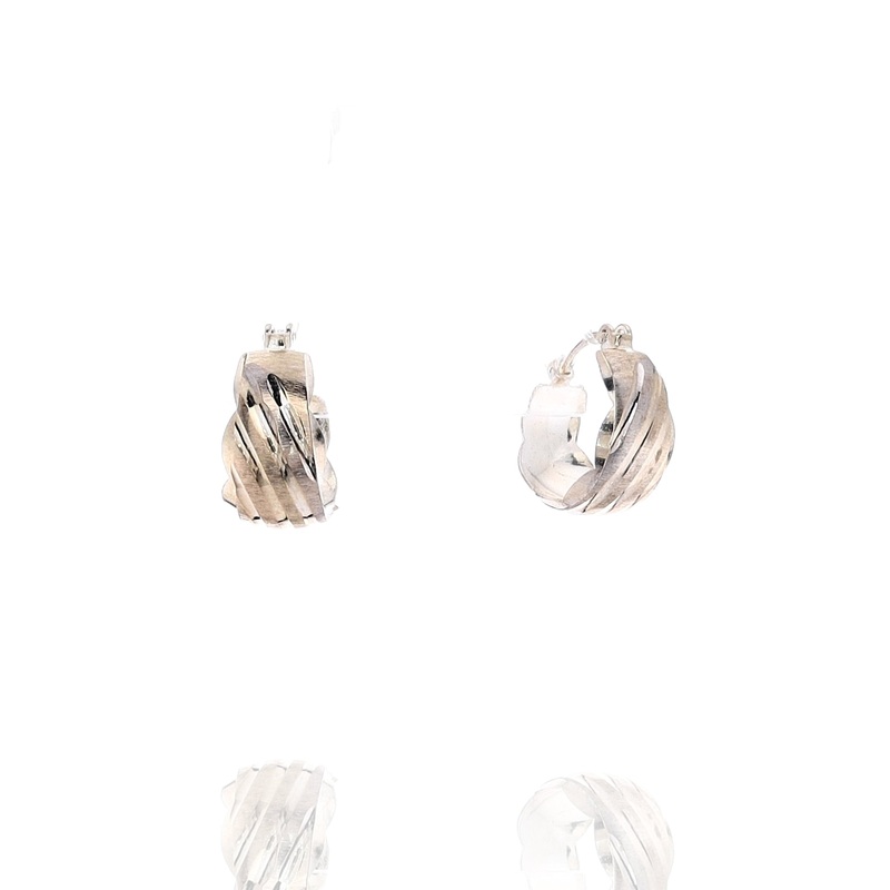 Estate 14k Two-Tone Small Scallop Edge Hoop Earrings