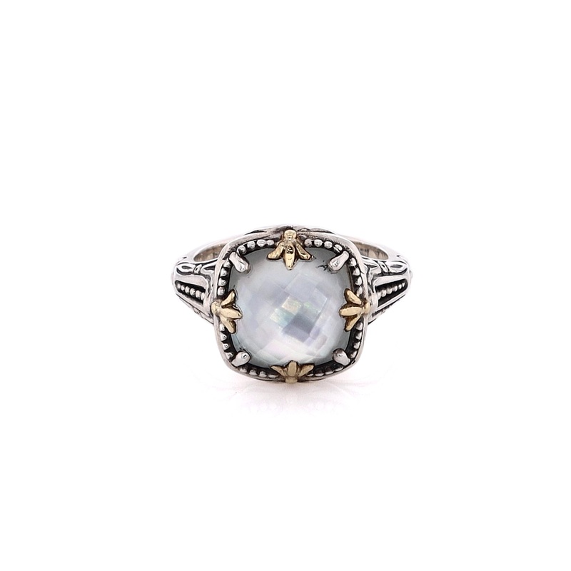 Konstantino Two-Tone Rock Crystal; and Mother of Pearl Doublet Ring