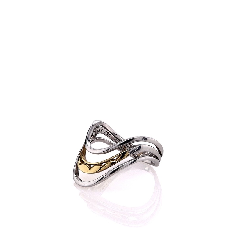 Tacori Two-Tone 3 Row Open Crescent Split Shank Ring