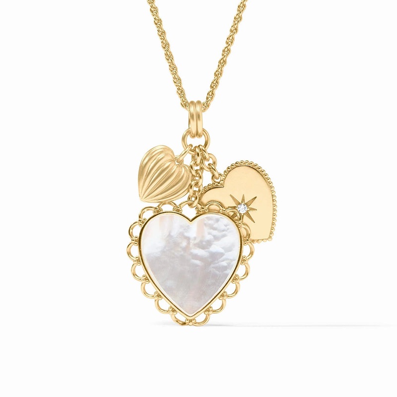 Julie Vos Heart Trio Charm Pendant Necklace