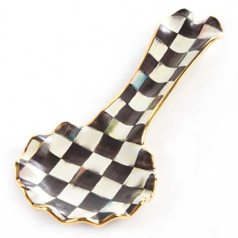 MacKenzie-Childs Courtly Check Aurora Ceramic Spoon Rest