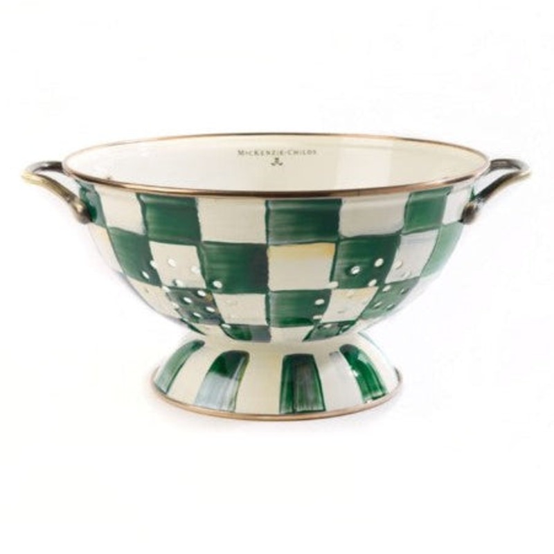 Mackenzie-Childs Emerald Check Large Colander