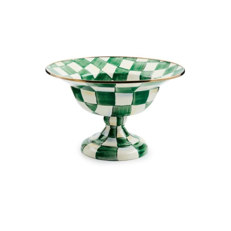 MacKenzie-Childs Emerald Check Large Compote