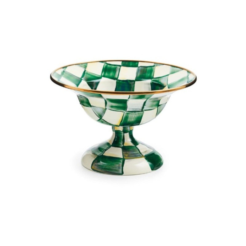 MacKenzie-Childs Emerald Check Small Compote