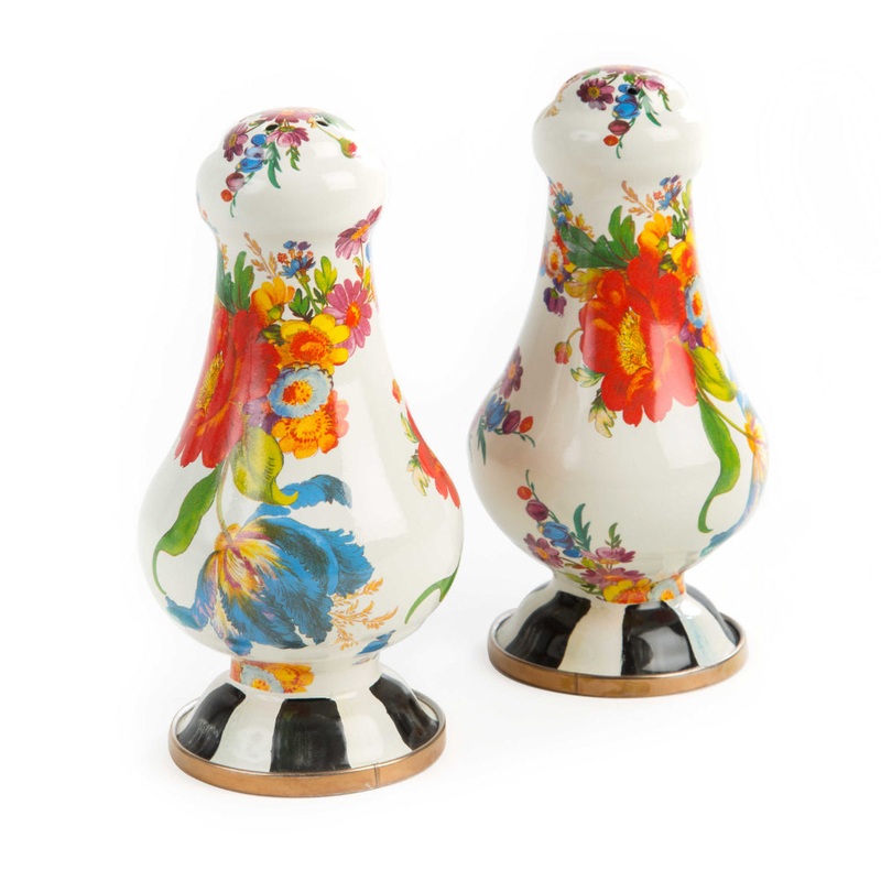 MacKenzie-Childs Flower Market Large Salt & Pepper Shakers - White