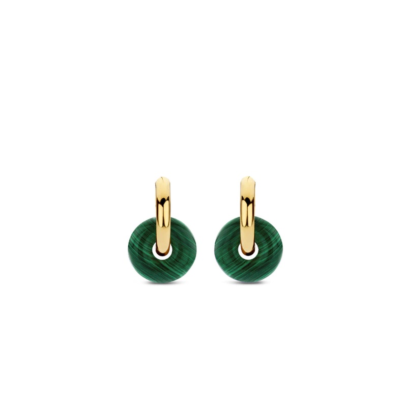 Ti Sento Malachite Green Drop Hoop Earrings