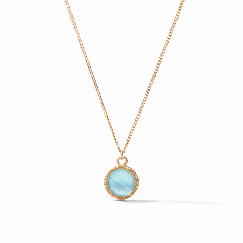 *** DO NOT USE *** Julie Vos Fleur-de-Lis Solitaire Necklace - Iridescent Bahamian Blue (ADVERTISING ONLY)