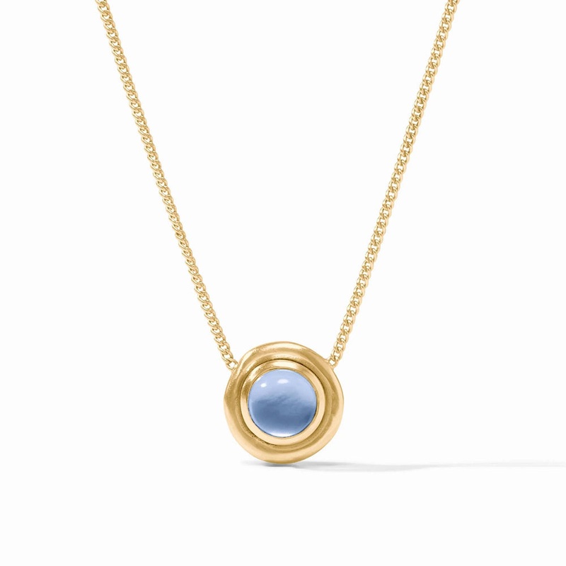 *** DO NOT USE *** Julie Vos Wave Stone Delicate Necklace  - Iridescent Chalcedony Blue (ADVERTISING ONLY)