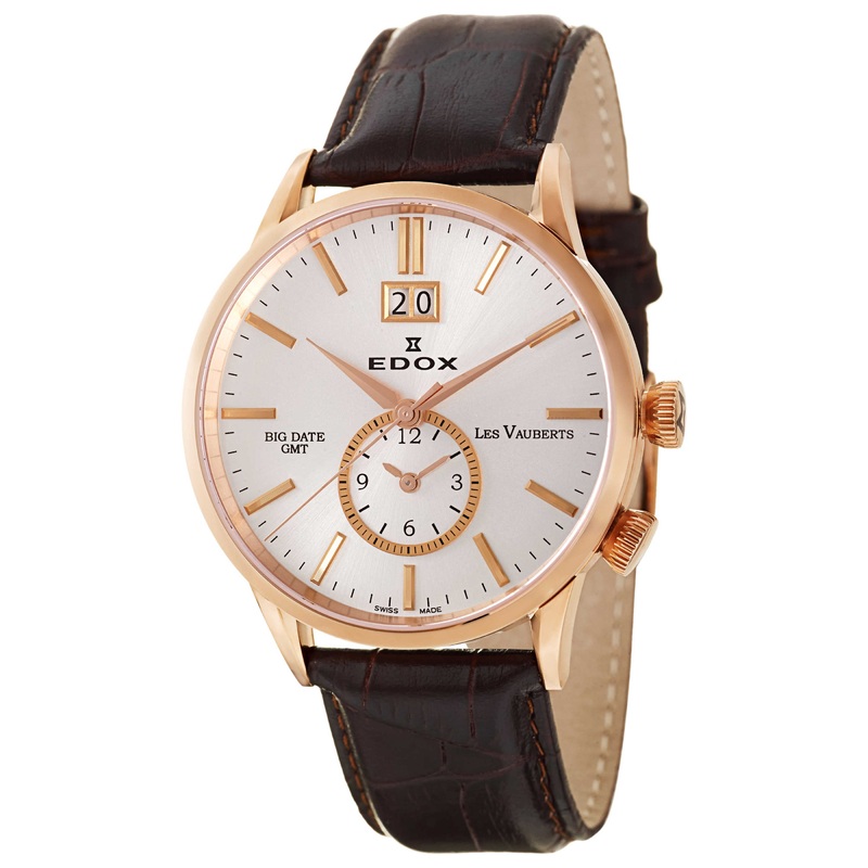 Edox Les Vauberts Big Date GMT Men's Quartz Watch 62003-37R-AIR