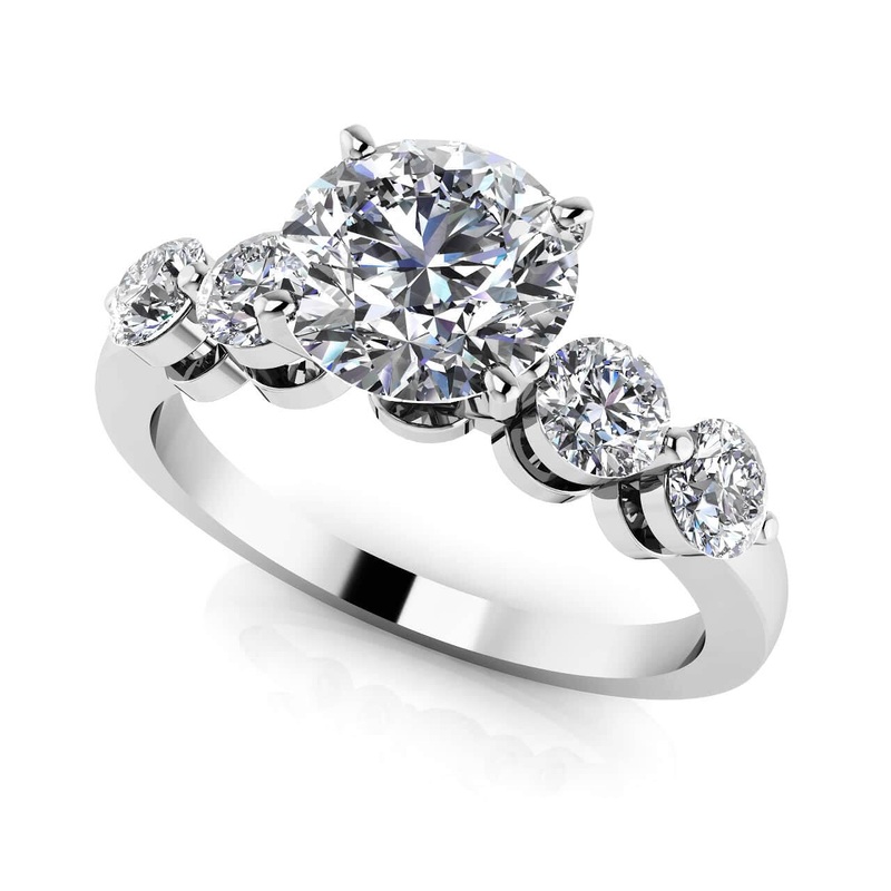 Six Prong Five Across Diamond Ring Lab-Grown Diamond  with 0.92 ct. (0.50 ct. center diamond)