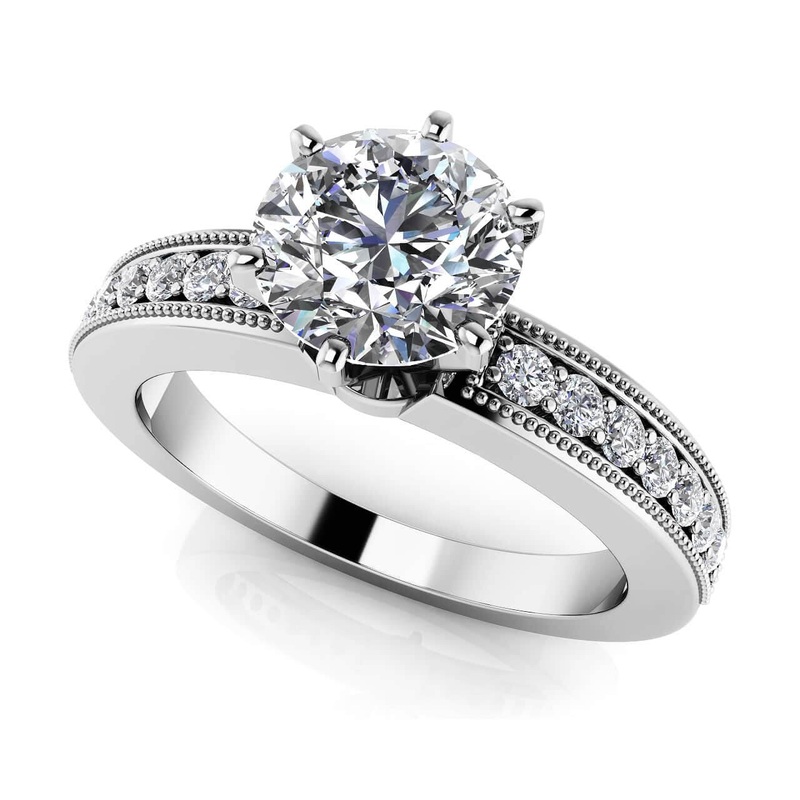 Six Prong Side Channel Lab-Grown Diamond Engagement Ring with 0.63 ct. (0.50 ct. center diamond)
