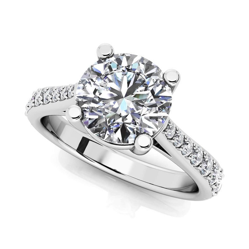 Timeless Round Engagement Ring With Side Diamonds Lab-Grown Diamond  with 0.78 ct. (0.50 ct. center diamond)
