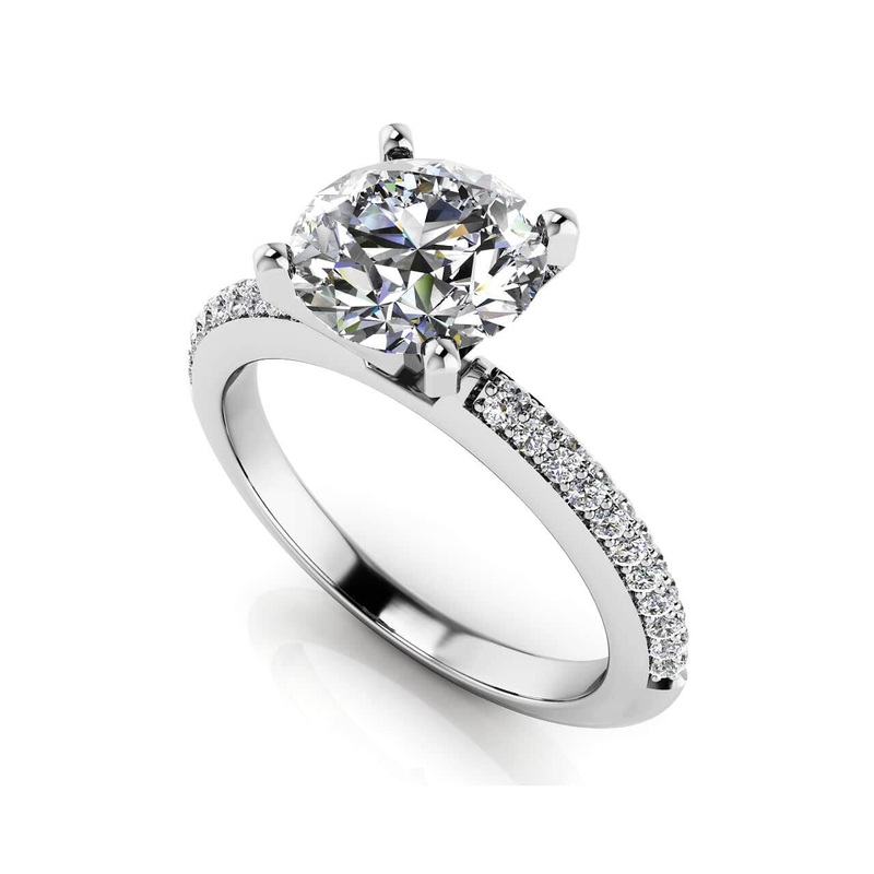 Two Rows Of Diamonds Lab-Grown Diamond Engagement Ring with 0.72 ct. (0.50 ct. center diamond)
