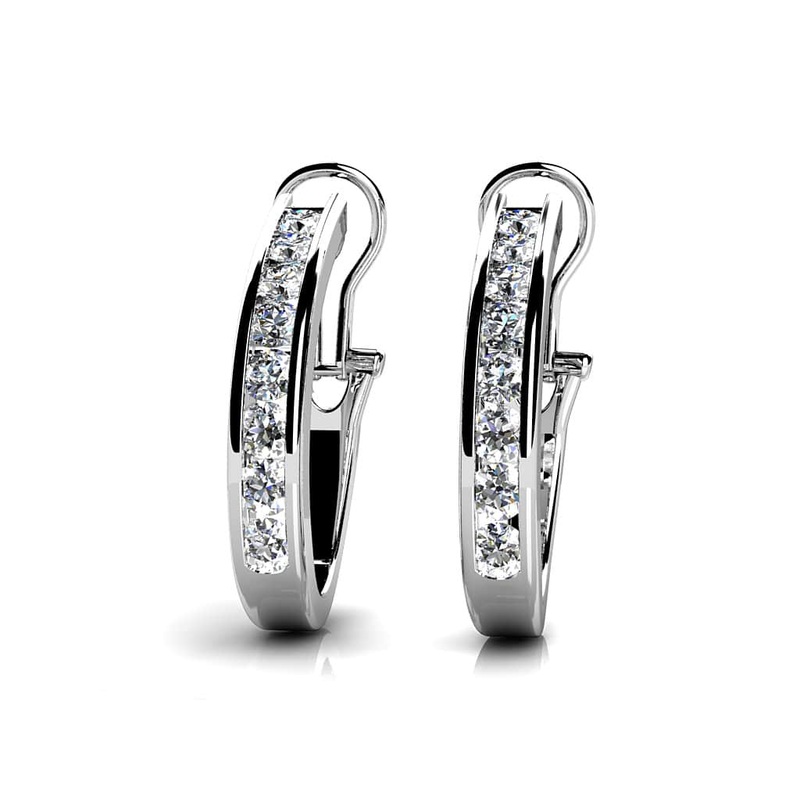 Channel Set Lab-Grown Diamond Hoop Earrings with 0.48 ct.(finished) 2mm