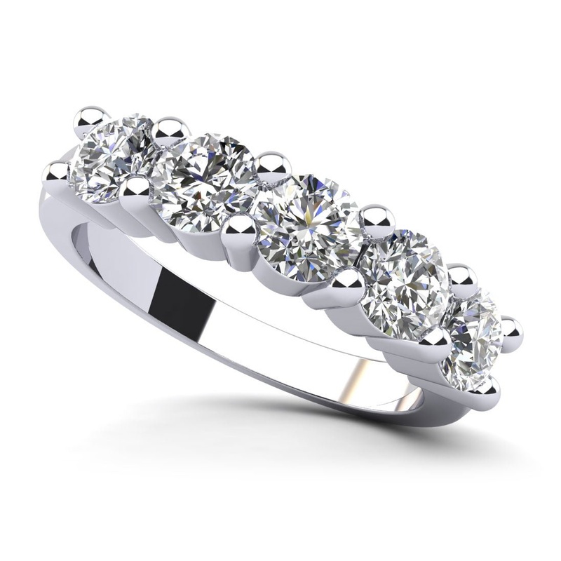 Classic Brilliant Five Stone Lab-Grown Diamond Anniversary Ring with 0.50 ct.(finished) 2.9mm