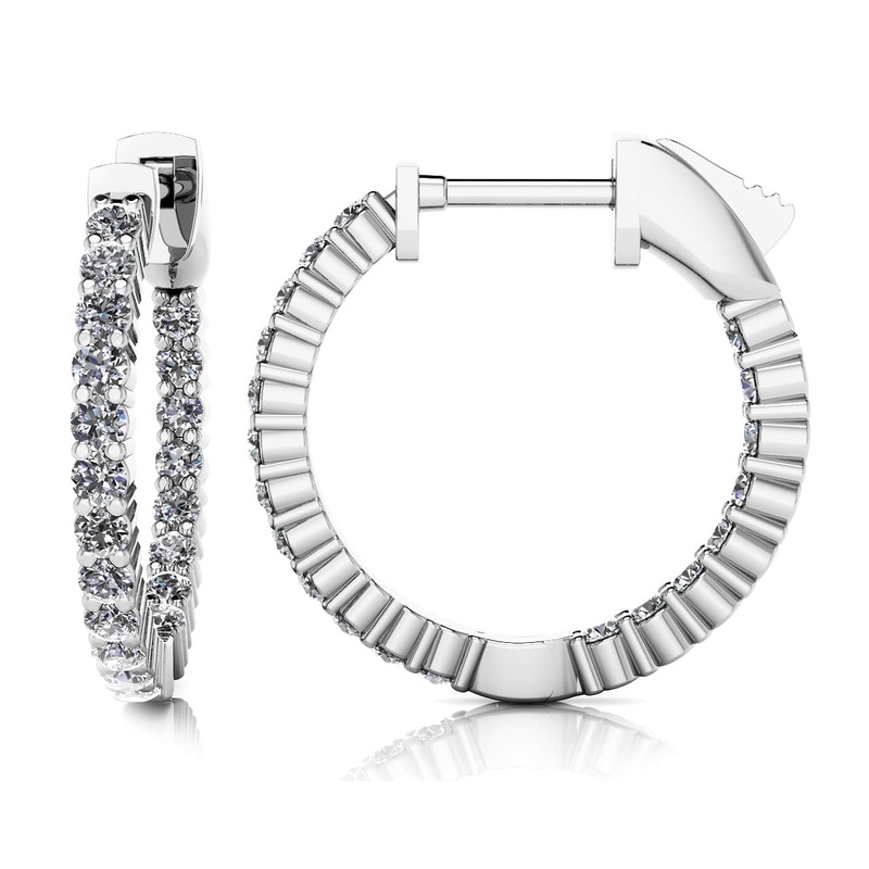 Single Row Inside Out Diamond Hoop Earring Petite Lab-Grown Diamond  with 0.69 ct.(finished) 1.5mm
