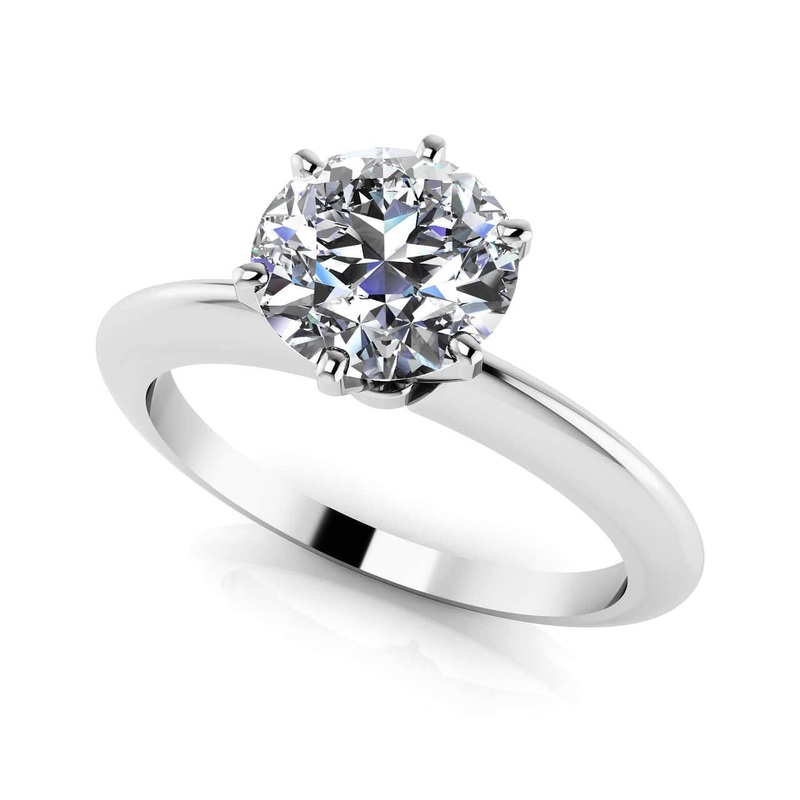 Six Prong Round  Lab-Grown Diamond Solitaire Ring with 0.75 ct.(finished) 5.7mm