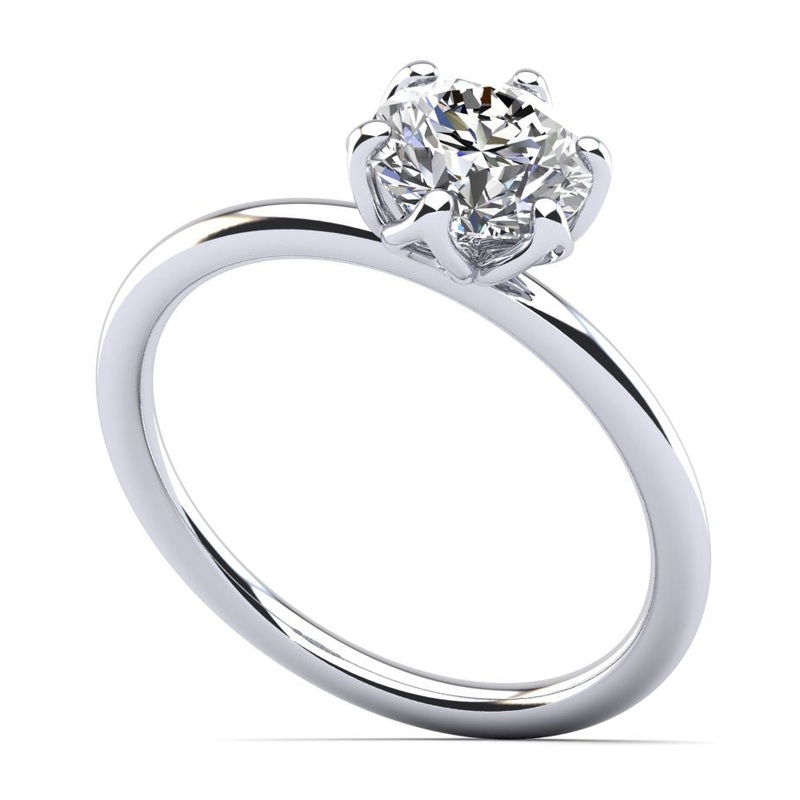 Solitaire Flower Lab-Grown Diamond Engagement Ring with 0.75 ct.(finished) 5.7mm