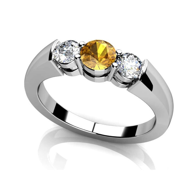 Three Stone Gem And Lab-Grown Diamond  Ring with 0.30 ct.(finished) 2.7mm, 3.4mm Ruby