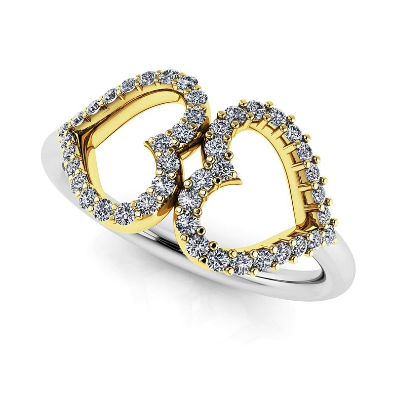 Twin Hearts Lab-Grown Diamond Ring with 0.22 ct.(finished) 1mm