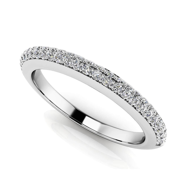 Two Rows Of Diamonds Lab-Grown Diamond Anniversary Ring with 0.27 ct.(finished) 1.0mm