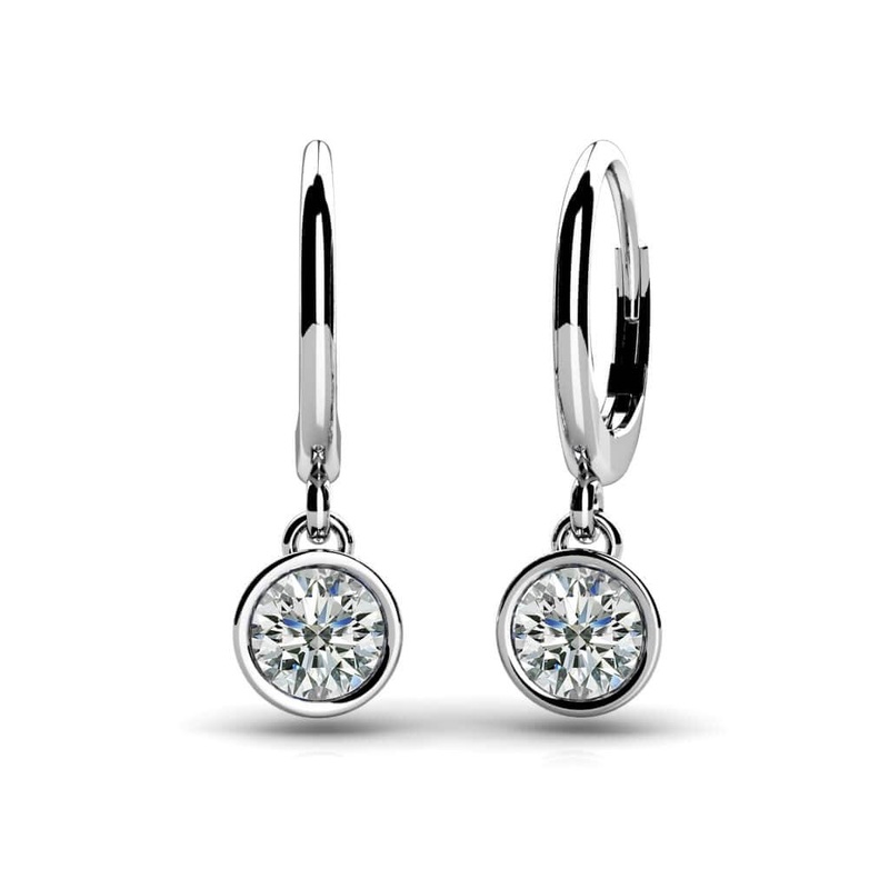Bezel Set Diamond Drop Lab-Grown Diamond Earrings with 1.00 ct.(finished) 5.0mm