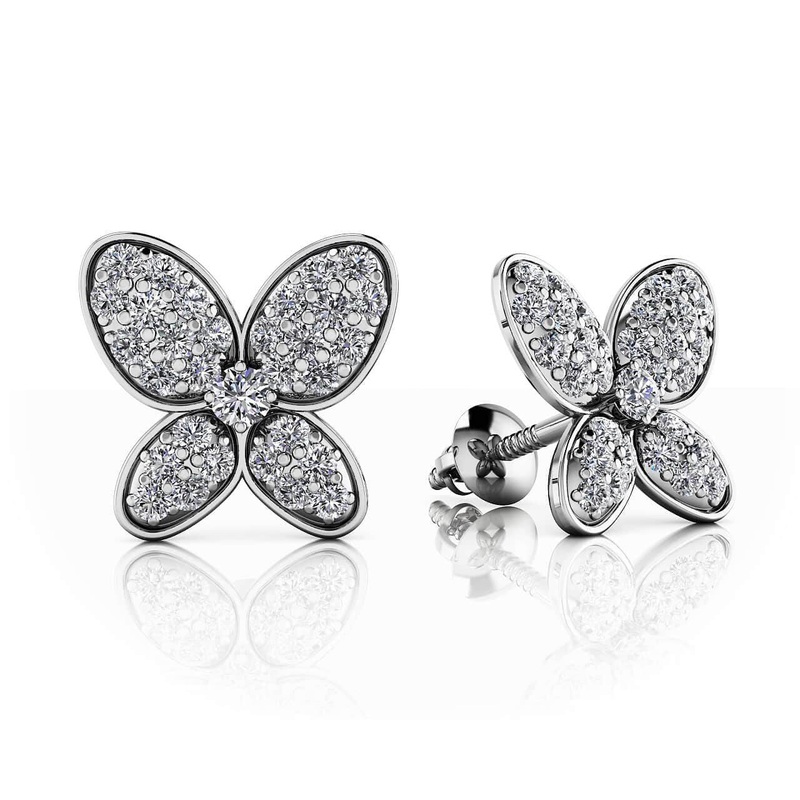 Charming Butterfly Diamond Lab-Grown Diamond Studs  with 0.33 ct.(finished) 1mm, 1.5mm