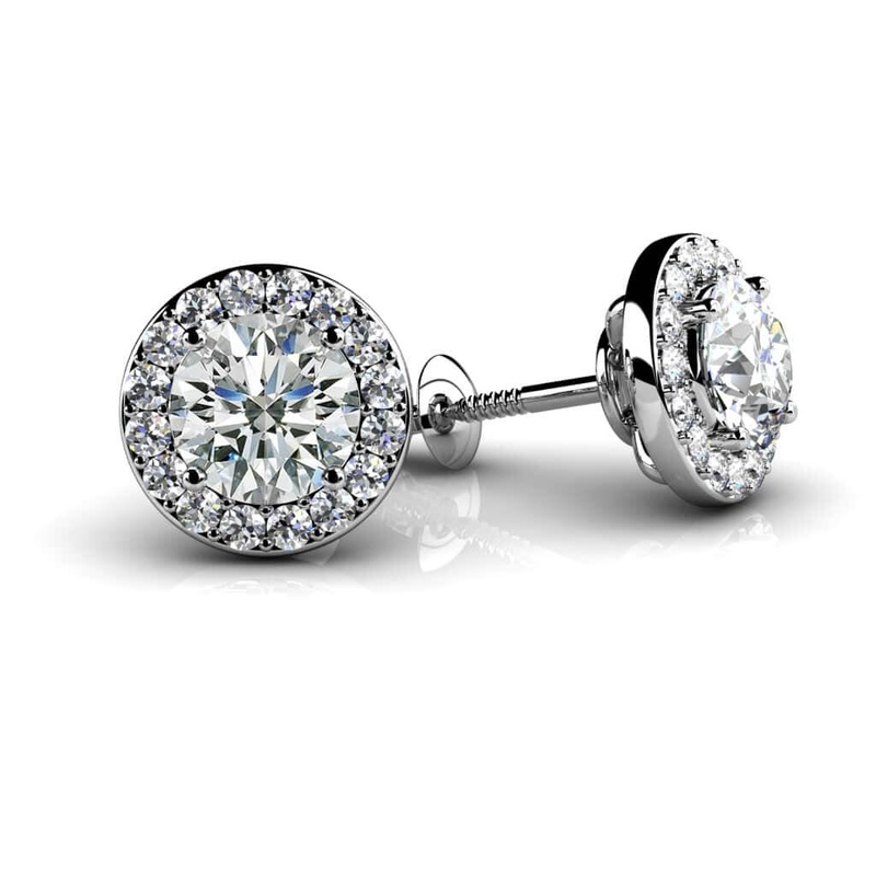 Circle Designer Lab-Grown Diamond Stud Earrings with 1.02 ct. (2X0.40 ct. center diamonds)