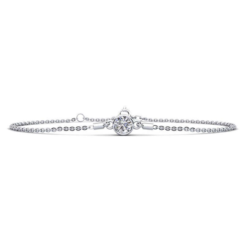 Solitaire Brilliant Round Diamond Adjustable Lab-Grown Diamond Bracelet with 0.50 ct.(finished) 5mm