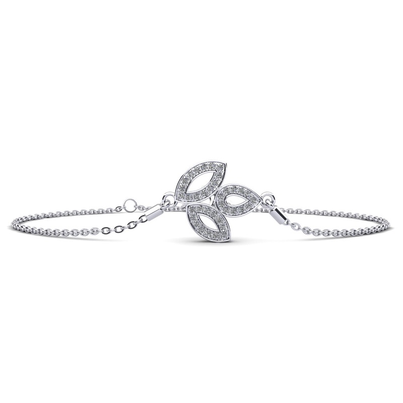 Three Leaf Diamond Adjustable Lab-Grown Diamond Bracelet with 0.30 ct.(finished) 1.2mm