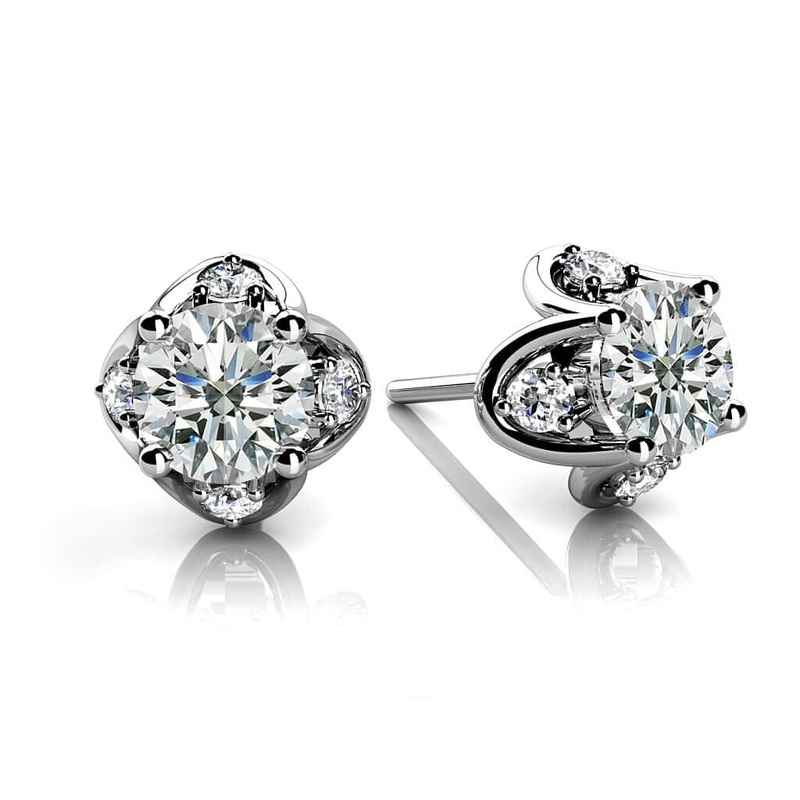 Tulip Diamond Lab-Grown Diamond Studs  with 1.08 ct. (2X0.45 ct. center diamonds)