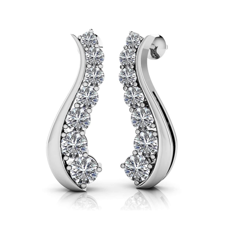 Wavy Journey  Lab-Grown Diamond Earrings with 0.94 ct.(finished)