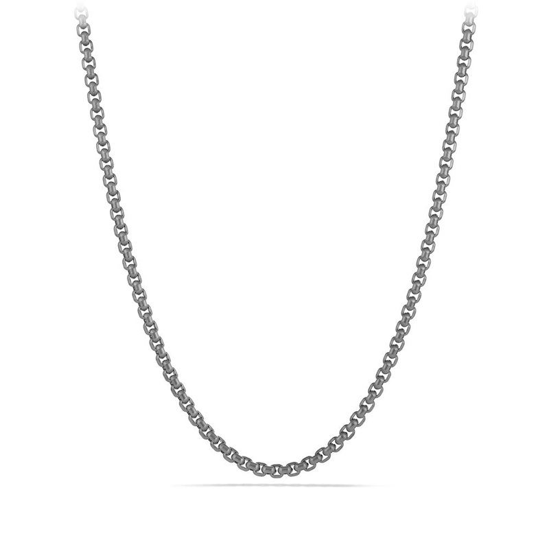 Box Chain Necklace in Grey Titanium, 3.6mm